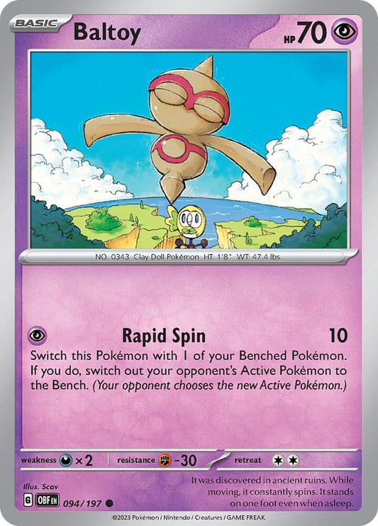 Baltoy 094/197 Common Obsidian Flames Pokémon card