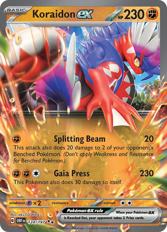 Koraidon ex 124/197 Double Rare Obsidian Flames Pokémon card