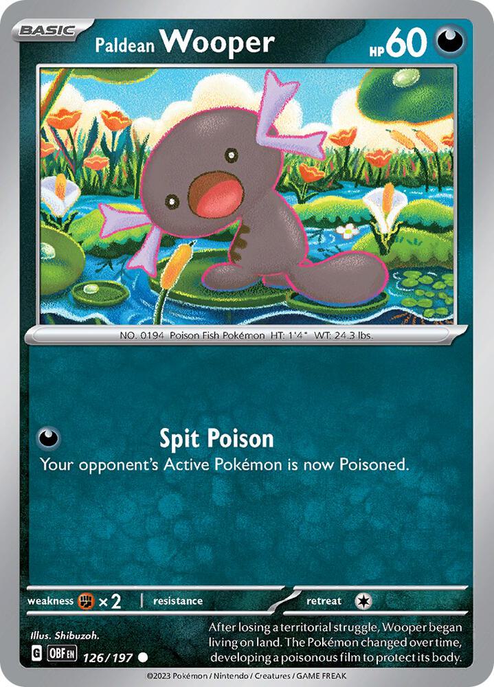 Paldean Wooper - 126/197 126/197 Common Obsidian Flames Pokémon card