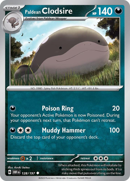 Paldean Clodsire - 128/197 128/197 Uncommon Obsidian Flames Pokémon card
