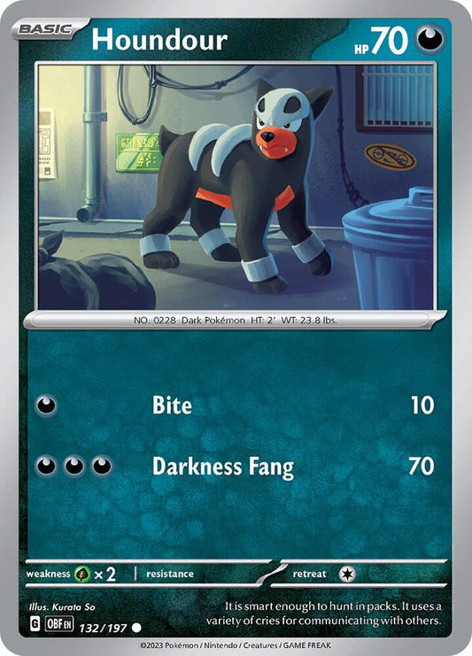 Houndour - 132/197 132/197 Common Obsidian Flames Pokémon card