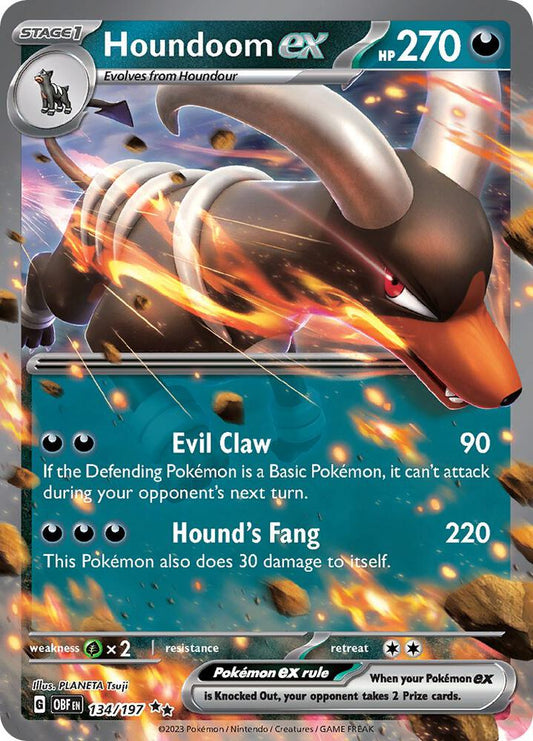 Houndoom ex 134/197 Double Rare Obsidian Flames Pokémon card