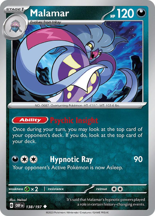 Malamar - 138/197 Uncommon SV03: Obsidian Flames