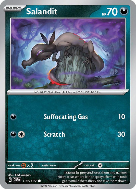 Salandit 139/197 Common Obsidian Flames Pokémon card