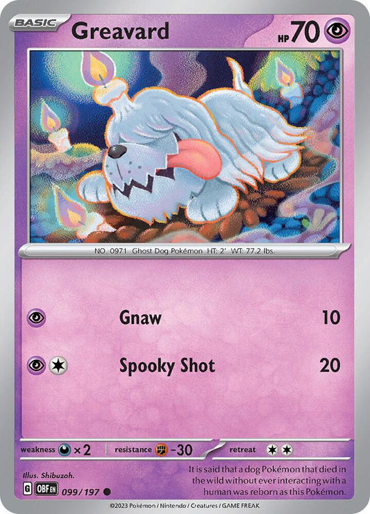 Greavard - 099/197 099/197 Common Obsidian Flames Pokémon card