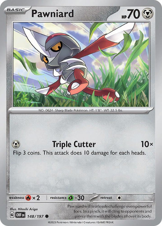 Pawniard 148/197 Common Obsidian Flames Pokémon card