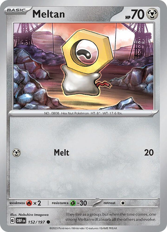 Meltan 152/197 Common Obsidian Flames Pokémon card