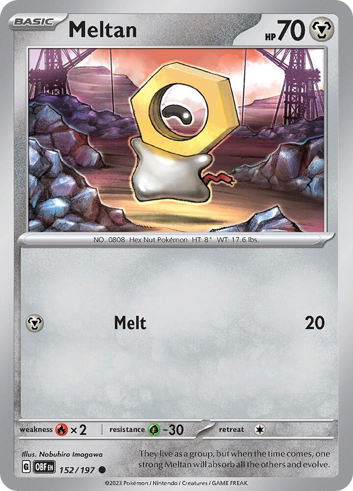 Meltan 152/197 Common Obsidian Flames Pokémon card
