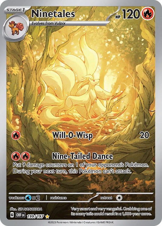 Ninetales -199/197 199/197 Illustration Rare Obsidian Flames Pokémon card