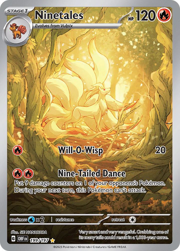 Ninetales -199/197 199/197 Illustration Rare Obsidian Flames Pokémon card