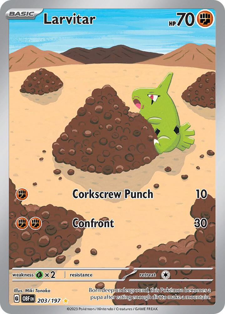 Larvitar - 203/197 Illustration Rare SV03: Obsidian Flames