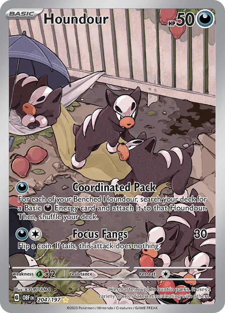 Houndour - 204/197 204/197 Illustration Rare Obsidian Flames Pokémon card