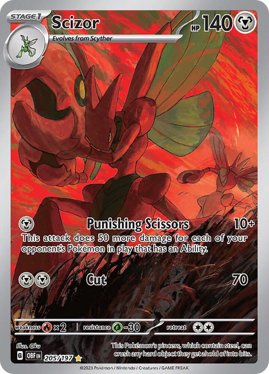 Scizor - 205/197 205/197 Illustration Rare Obsidian Flames Pokémon card