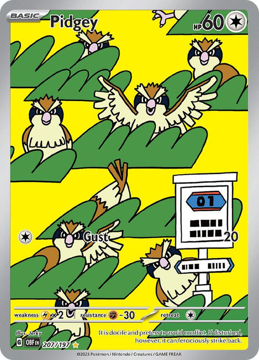 Pidgey - 207/197 Illustration Rare SV03: Obsidian Flames