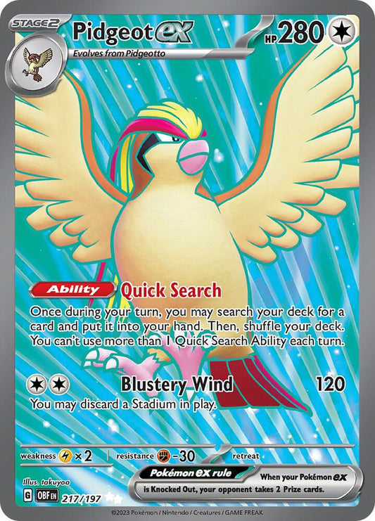 Pidgeot ex - 217/197 217/197 Ultra Rare Obsidian Flames Pokémon card