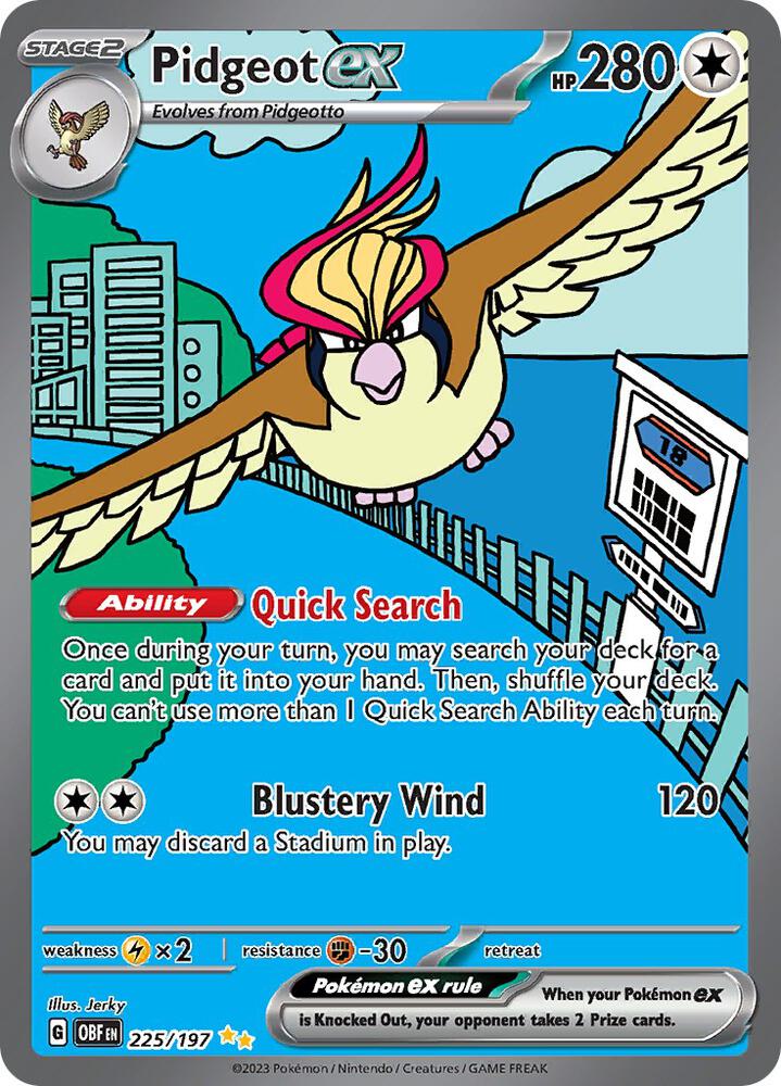 Pidgeot ex - 225/197 225/197 Special Illustration Rare Obsidian Flames Pokémon card