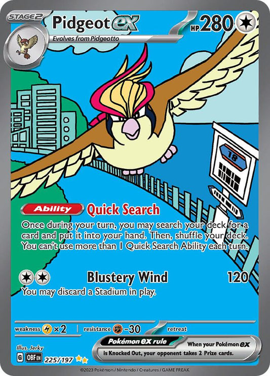 Pidgeot ex - 225/197 225/197 Special Illustration Rare Obsidian Flames Pokémon card