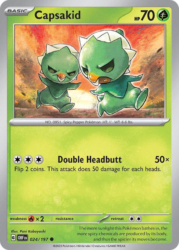 Capsakid - 024/197 024/197 Common Obsidian Flames Pokémon card