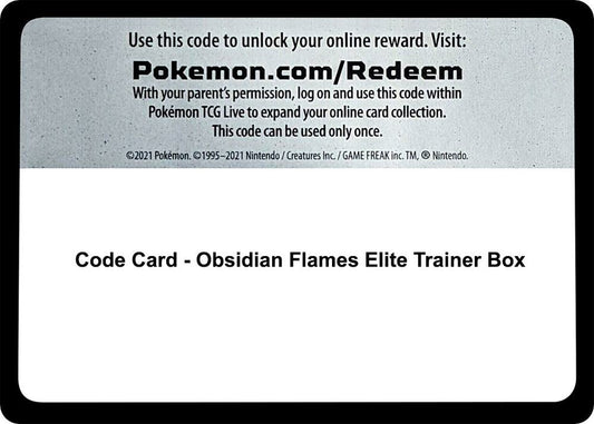 Code Card - Obsidian Flames Elite Trainer Box - Code Card SV03: Obsidian Flames