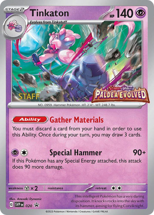 Tinkaton - 020 (Prerelease) [Staff] 020 Promo Scarlet & Violet Promo Cards Pokémon card