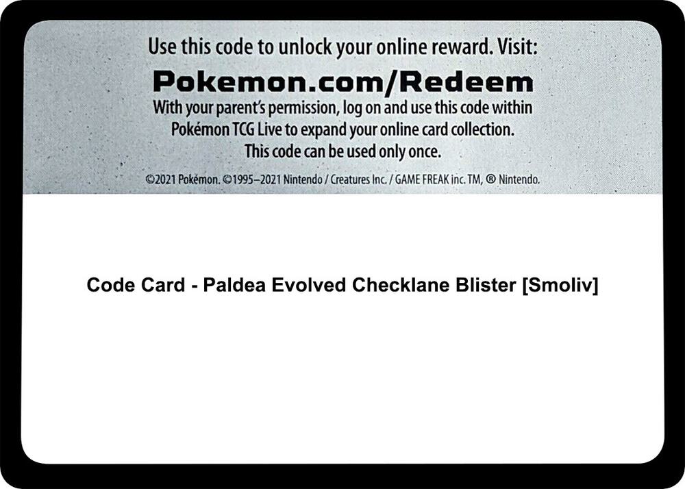 Code Card - Paldea Evolved Checklane Blister [Smoliv] - Code Card SV02: Paldea Evolved