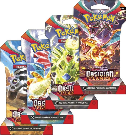 Obsidian Flames Sleeved Booster Pack Art Bundle [Set of 4] - SV03: Obsidian Flames
