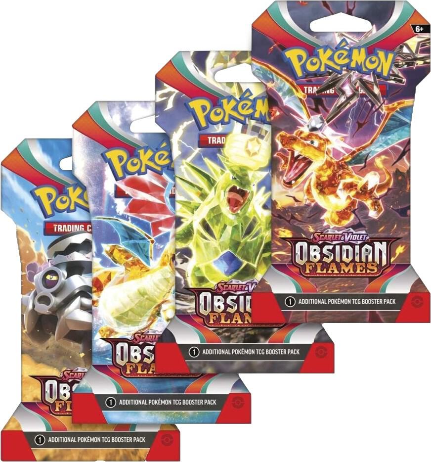 Obsidian Flames Sleeved Booster Pack Art Bundle [Set of 4] - SV03: Obsidian Flames