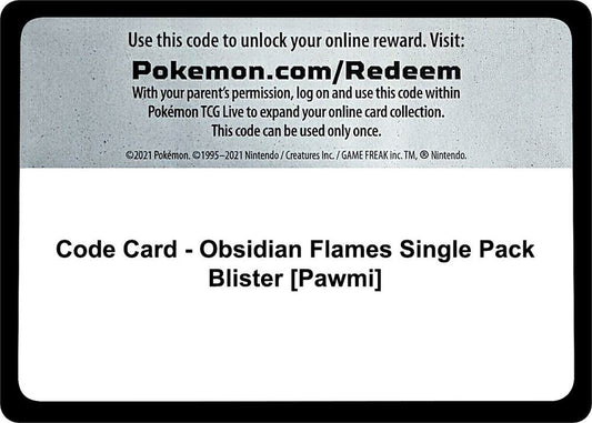 Code Card - Obsidian Flames Single Pack Blister [Pawmi] - Code Card SV03: Obsidian Flames