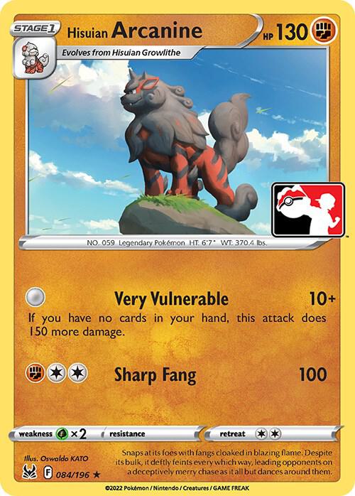 Hisuian Arcanine - 084/196 Rare Prize Pack Series Cards