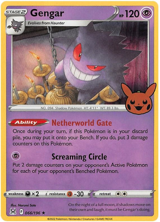 Gengar (2022 Copyright Date) - 066/196 Holo Rare Trick or Trade BOOster Bundle 2023