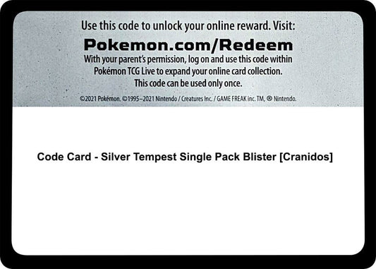 Code Card - Silver Tempest Single Pack Blister [Cranidos] Code Card Pokémon card