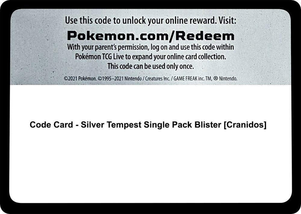 Code Card - Silver Tempest Single Pack Blister [Cranidos] - Code Card SWSH12: Silver Tempest