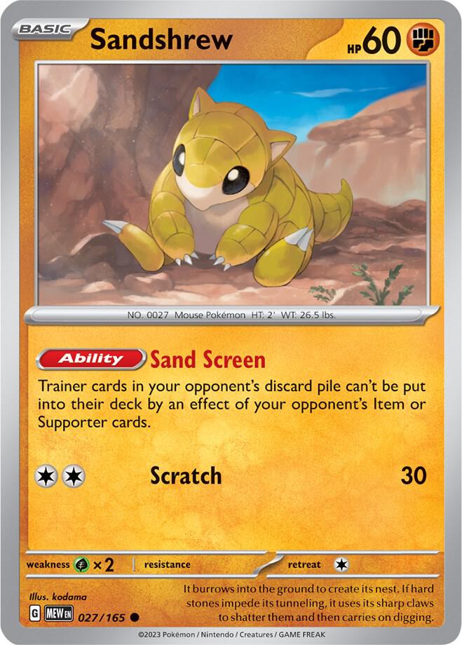Sandshrew 027/165 Common Scarlet & Violet 151 Pokémon card