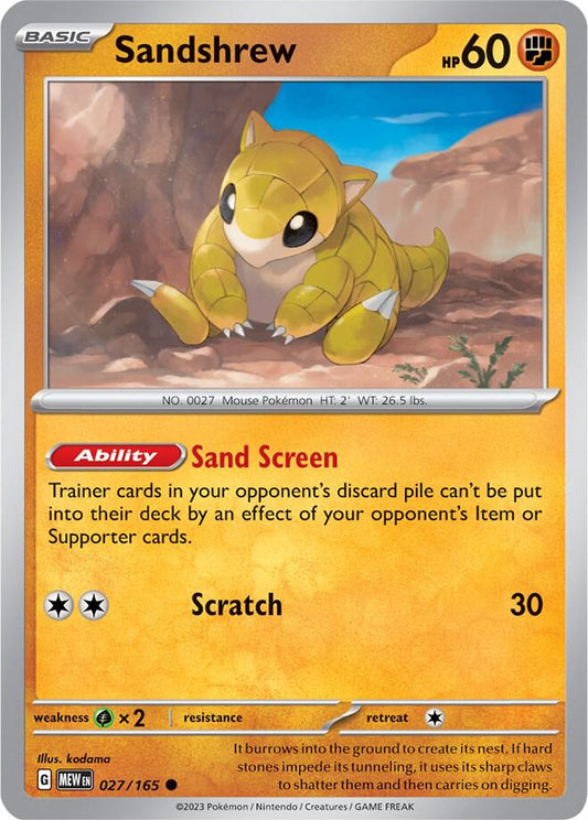 Sandshrew 027/165 Common Scarlet & Violet 151 Pokémon card