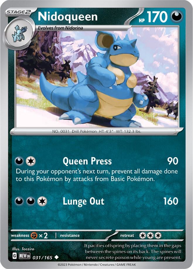 Nidoqueen 031/165 Uncommon Scarlet & Violet 151 Pokémon card
