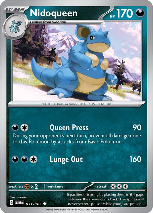 Nidoqueen 031/165 Uncommon Scarlet & Violet 151 Pokémon card