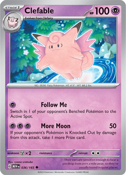 Clefable 036/165 Uncommon Scarlet & Violet 151 Pokémon card