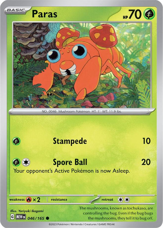 Paras 046/165 Common Scarlet & Violet 151 Pokémon card