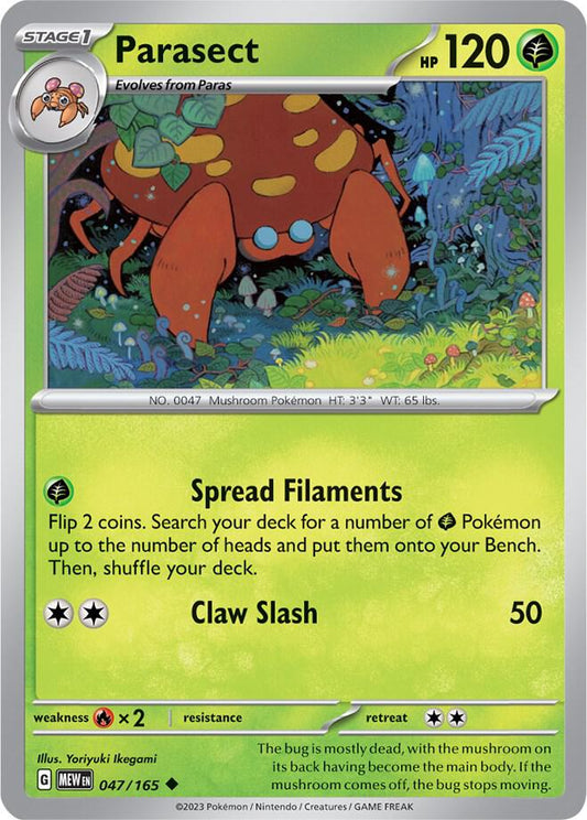 Parasect 047/165 Uncommon Scarlet & Violet 151 Pokémon card