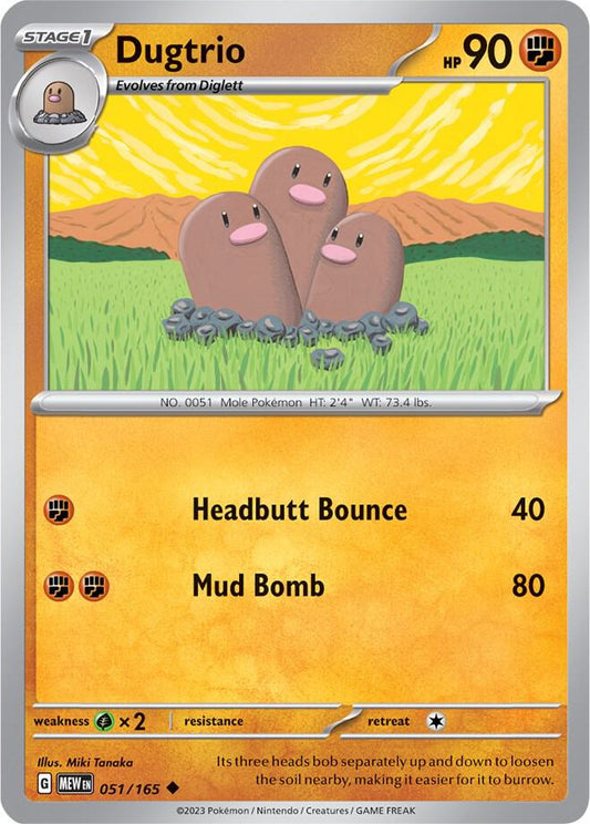 Dugtrio 051/165 Uncommon Scarlet & Violet 151 Pokémon card