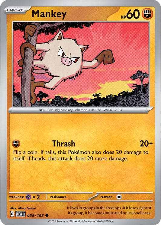 Mankey 056/165 Common Scarlet & Violet 151 Pokémon card