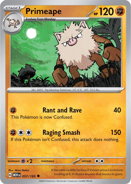 Primeape 057/165 Uncommon Scarlet & Violet 151 Pokémon card