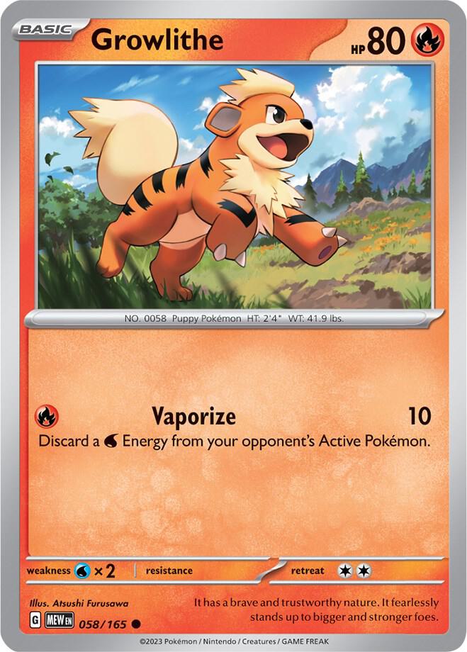 Growlithe 058/165 Common Scarlet & Violet 151 Pokémon card