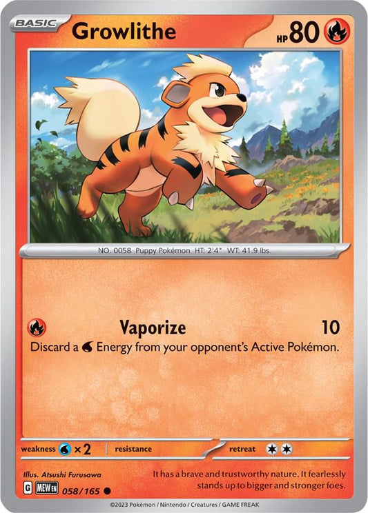 Growlithe 058/165 Common Scarlet & Violet 151 Pokémon card