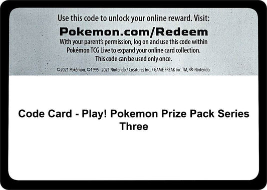 Code Card - Play! Pokemon Prize Pack Series Three - Code Card Prize Pack Series Cards