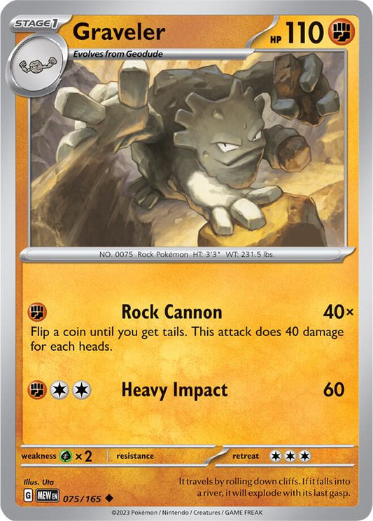 Graveler 075/165 Uncommon Scarlet & Violet 151 Pokémon card