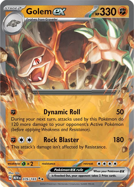 Golem ex - 076/165 076/165 Double Rare Scarlet & Violet 151 Pokémon card