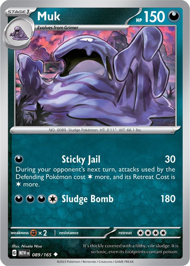 Muk 089/165 Uncommon Scarlet & Violet 151 Pokémon card