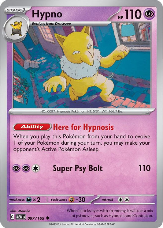 Hypno 097/165 Uncommon Scarlet & Violet 151 Pokémon card