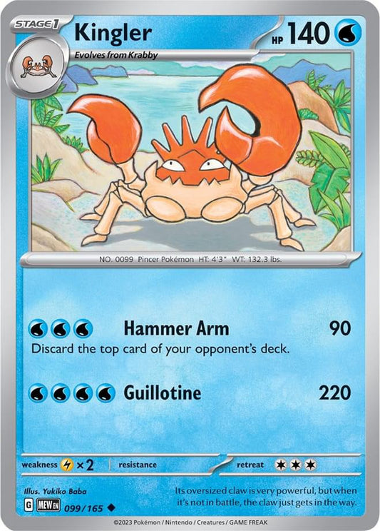 Kingler 099/165 Uncommon Scarlet & Violet 151 Pokémon card